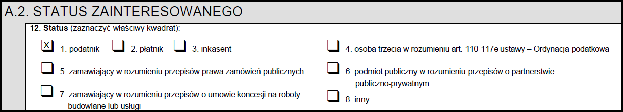 Status zainteresowanego