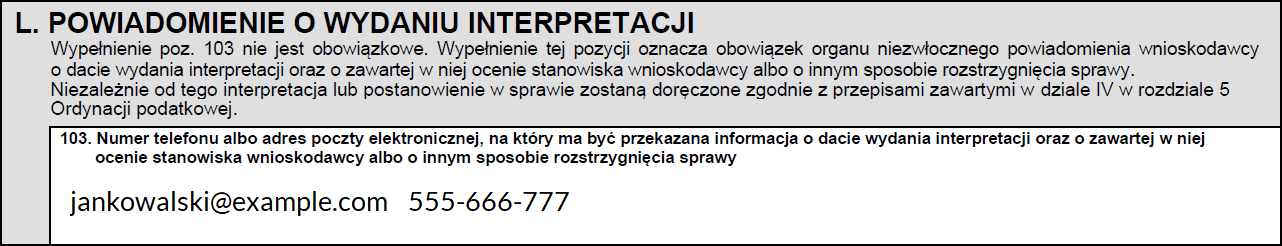 Powiadomienie o wydaniu interpretacji