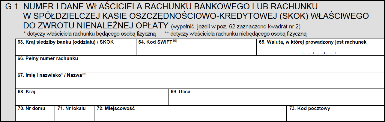 Numer i dane właściciela rachunku bankowego