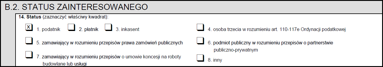 Status zainteresowanego
