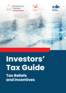Booklet Cover. Visible logos: the MInistry of Finance, National Revenue Administration and the Finance Institute. Title: "Investors' Tax Guide". Subtitle: "Tax Reliefs and Incentives".